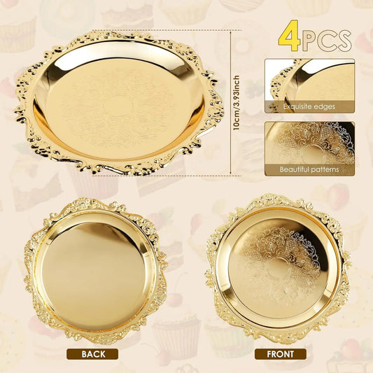 3 Pcs Decorative Tray, Vintage Round Serving Tray, Bathroom Vanity Tray, Jewelry Tray for Food Perfume Key Candle Organizer Tray