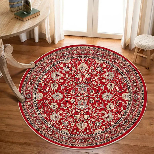 VIKAMA Round Turkish Bohemian Persian Rug Vintage Living Room Sofa Coffee Table Carpet for Bedroom Home Decor