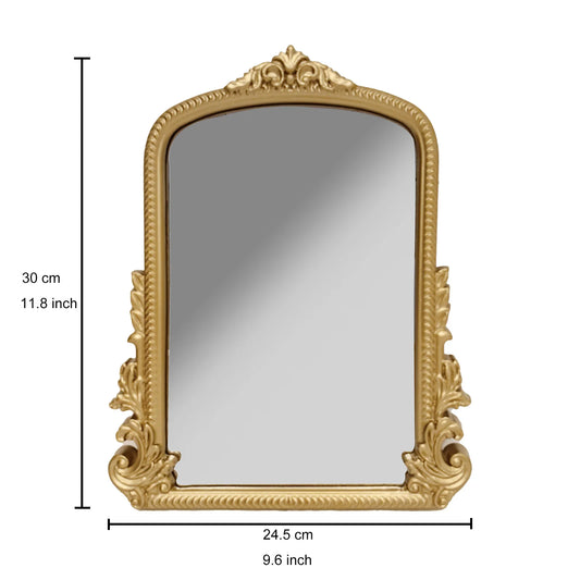 Vintage Vanity Makeup Desk Mirror Antique Traditional Chic Arch Table Standing Mirror Gold Decor Wood Framed