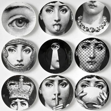 Fashion Lady Face Milan Style Art Ceramic Wall Hanging Plates Living Room Bar Banquet Hotel Studio Hall Decorations Wedding Gift