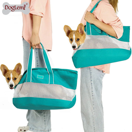 Portable Dog Carrier Mesh Breathable Carrier Bags Foldable Cats Handbag Outdoor Travel Pet Bag Dog Transport Shoulder Bag