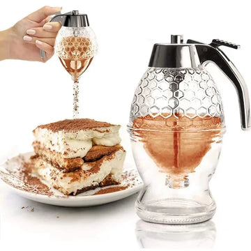 1set Squeezing Bottle Plastic Sealed Can Creative press type honey jar Funnel syrup pot with base Honey syrup sealed jar