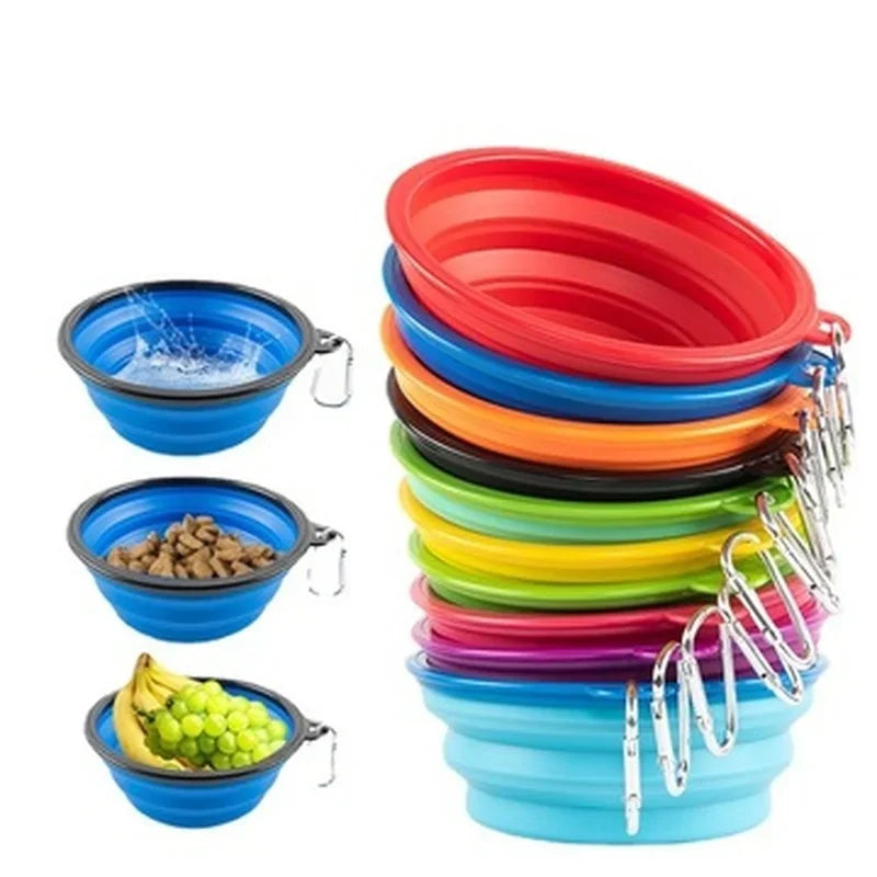 1000ML/350ML  Dog Bowls Silicone Pet Cat Dog Food Feeder Travel Portable Feeding Bowl Food Container Puppy Food Container