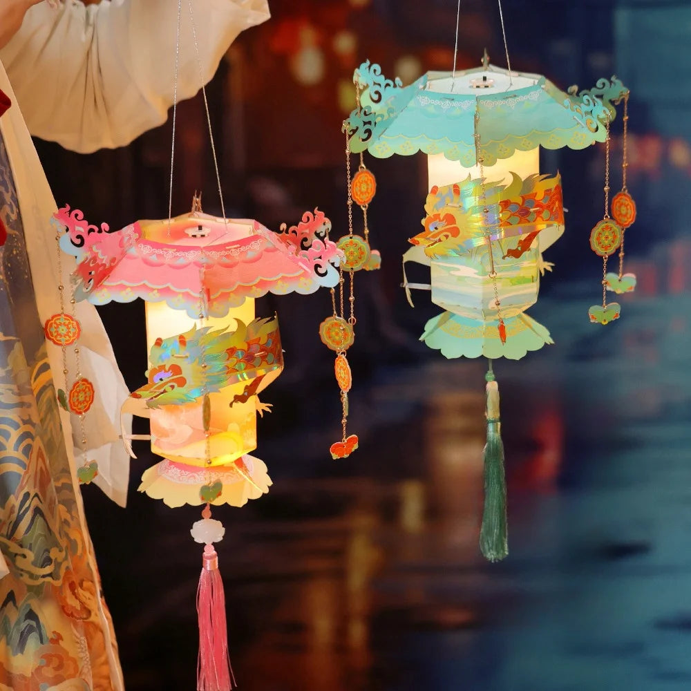 Mid-Autumn Lantern Diy Portable Luminous Dragon Palace Lantern Handmade Toy Lantern Festival Decoration Props