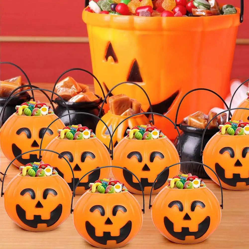 1/2pcs Halloween Plastic Pumpkin Jar Halloween Plastic Pumpkin Jar Candy Trick Or Treat Buckets Gift Home Decoration Prop