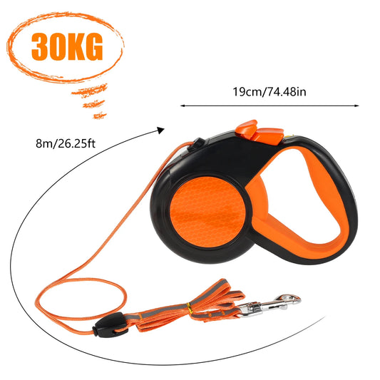 8m Retractable Dog Leash Leads Automatic Extending with Strong Reflective Tape Outdoors Heavy Duty Pet Leash Rope