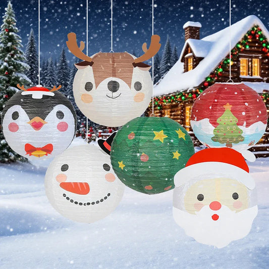 Christmas Paper Lantern Santa Claus Snowman Xmas Tree DIY Hanging Lantern Ornament New Year Christmas Party Home Decor Navidad