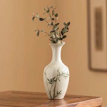 Hand Drawn Emerald Green Bamboo Flower Vase Decoration Creative Decoration for Living Room Flower Arrangement