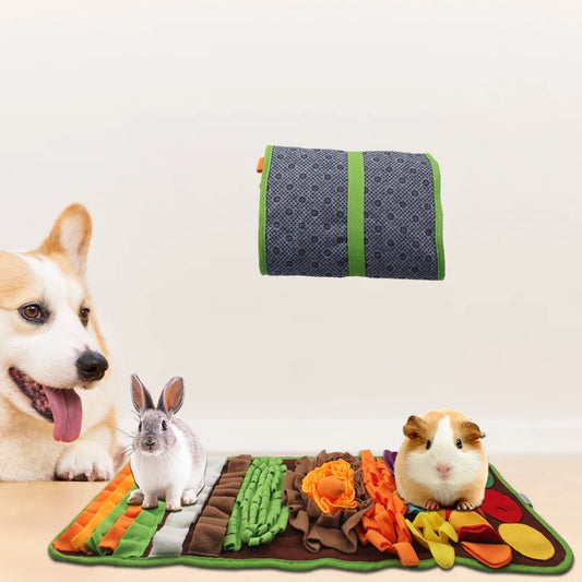Calming Snuffle Mat for Small Pets Enrichment Foraging Pad for Rabbits, Guinea Pigs, Hamsters & Cats  Anti-Anxiety Slow Feeder