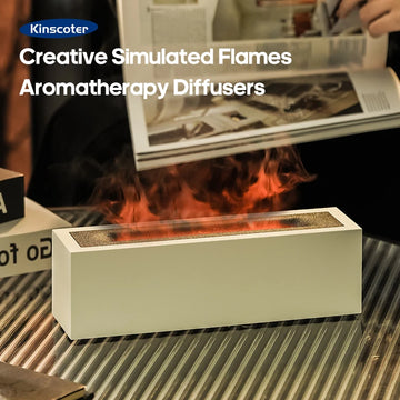 KINSCOTER Flame Aroma Diffuser Air Humidifier Ultrasonic Cool Mist Maker Fogger LED Essential Oil Lamp Realistic Fire Difusor