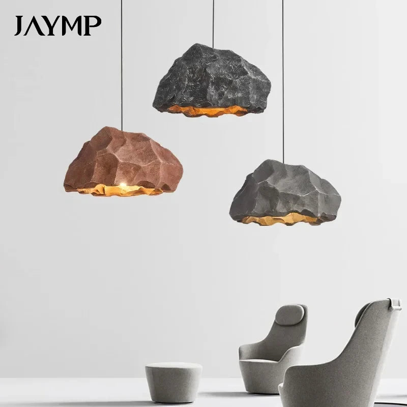 Nordic Wabi Sabi Creative Stone E27 Pendant Lights Modern Lustre Home Decor Ceiling Chandelier Bedroom Dining Room Hanging Lamp