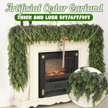 1-5PCS Christmas Cedar Garland Thick Lush Real Touch Cedar Pine Garland for Christmas Decoration Fireplace Mantel Stairs Decor