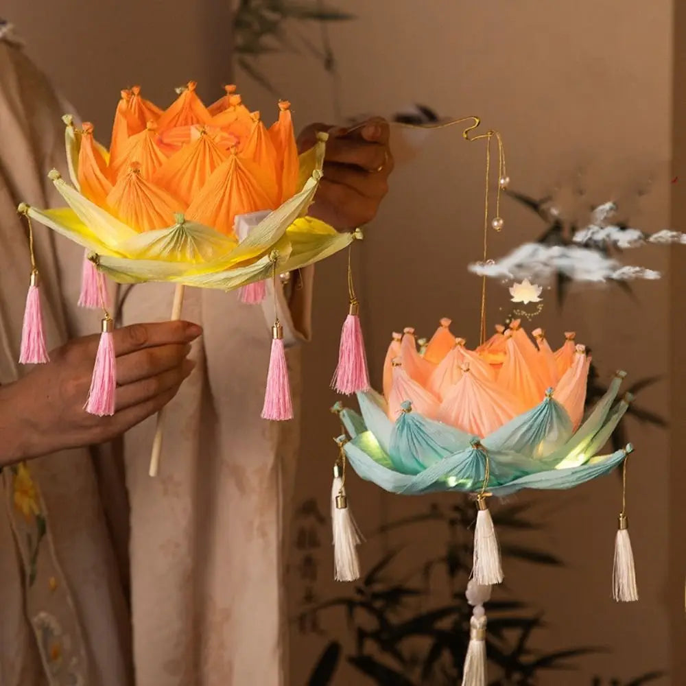 Creative Gift Home Decorative Lights Mid-Autumn Festival DIY Material Package Lotus Lantern Lantern Shaped Like a Lotus Flower