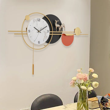 Decorative Wall Clock Round Silent Non Ticking Metal Clock Deco Clock for Living Room Bedroom Home Decoration Gift