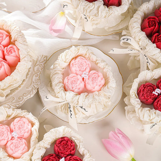 Mother's Day romantic bouquet candle gift box hand gift handmade scented tulip rose flower candle