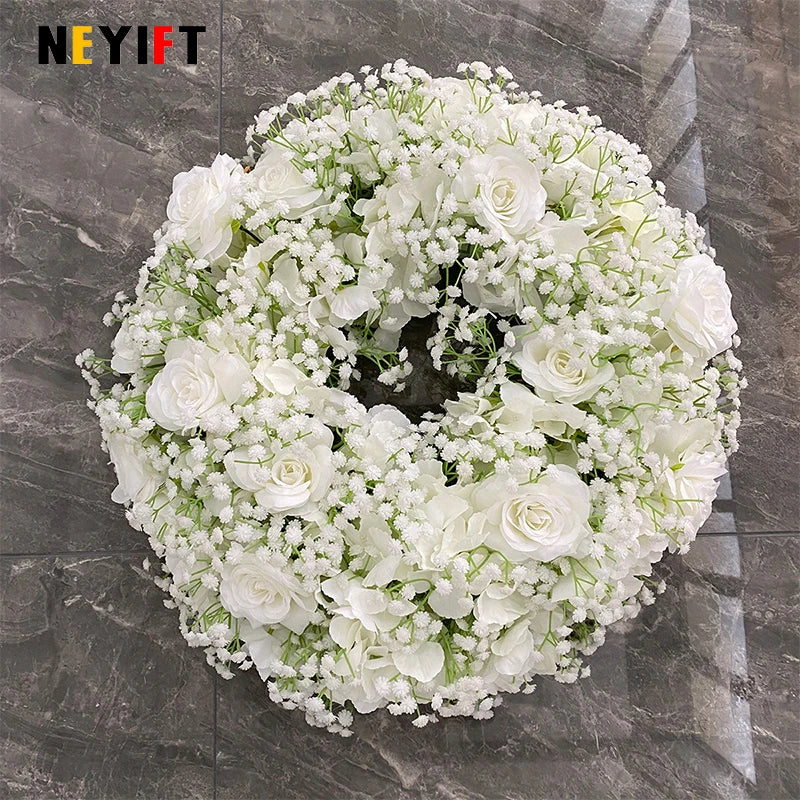 Wedding Table Centerpiece Candlestick Decor Garland Flower Wreath Crown Baby breath Rose Floral Arrangement Christmas Party Prop