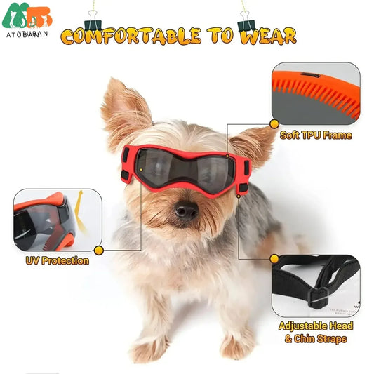 ATUBAN Dog Sunglasses Dog Goggles, Comfortable Soft Easy Wear Adjustable UV Protection Puppy Sunglasses for Small to Medium Dog