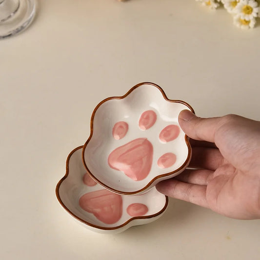 Cat Claw Flavor Dish Cute Ins Cartoon Creative Dish Home Seasoning Ceramic Small Dish Desktop Atmosphere Decorative Dish