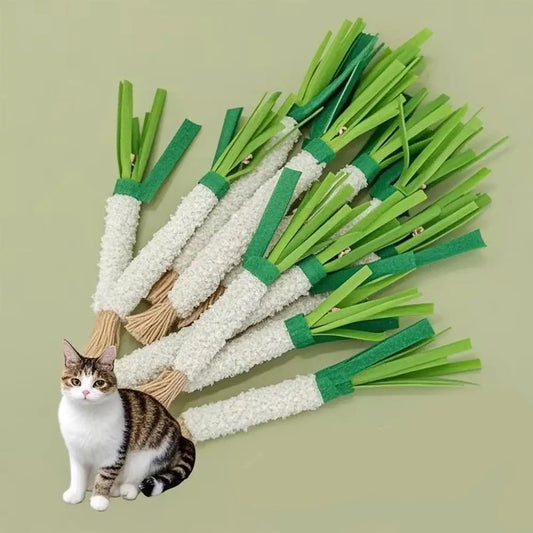 Hemp Rope Pet Chew Toys Natural Silver Vine Stick Simulated Scallion Shape Items Useful Cat Supplies Cat Stick Toy With Bell