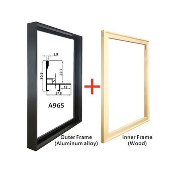 DIY Aluminum Metal Frame, Picture Modern Painting Frame, And Inner Wooden Diy Frame , 2PCS Together Frames, Oil Painting Frame