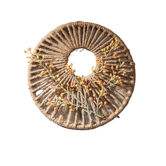 Modern Oriental Rattan Wall Art, Thickened Round Home Decor, Non-Slip Macrame Hanging, Creative Boho Living Room Decoration