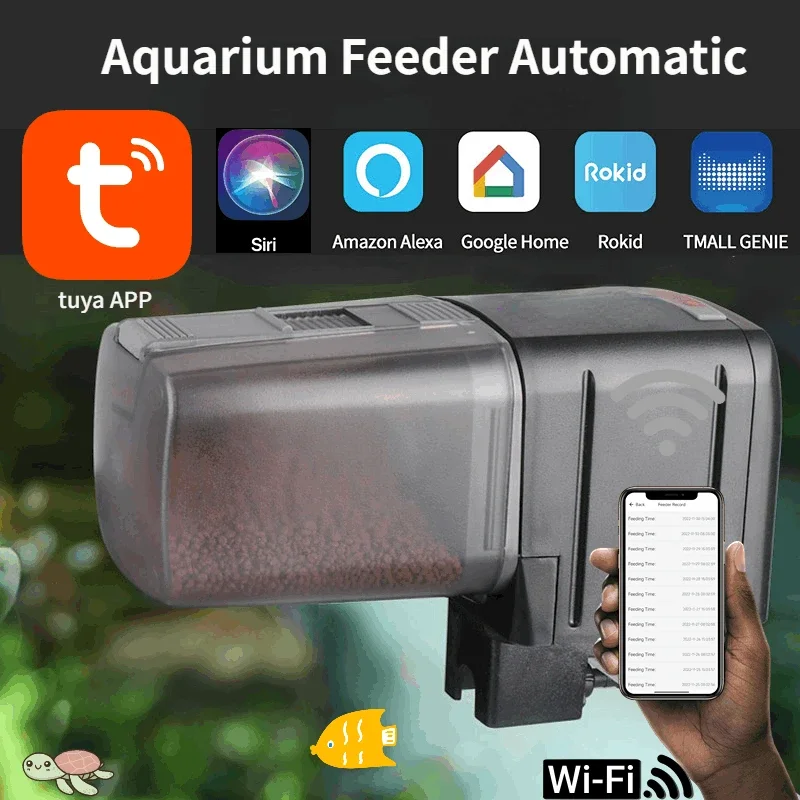 Automatic Aquarium Fish Tank Food Feeder Timing/Wifi Wireless Intelligent Mobile APP Voice Control Remote food dispenser