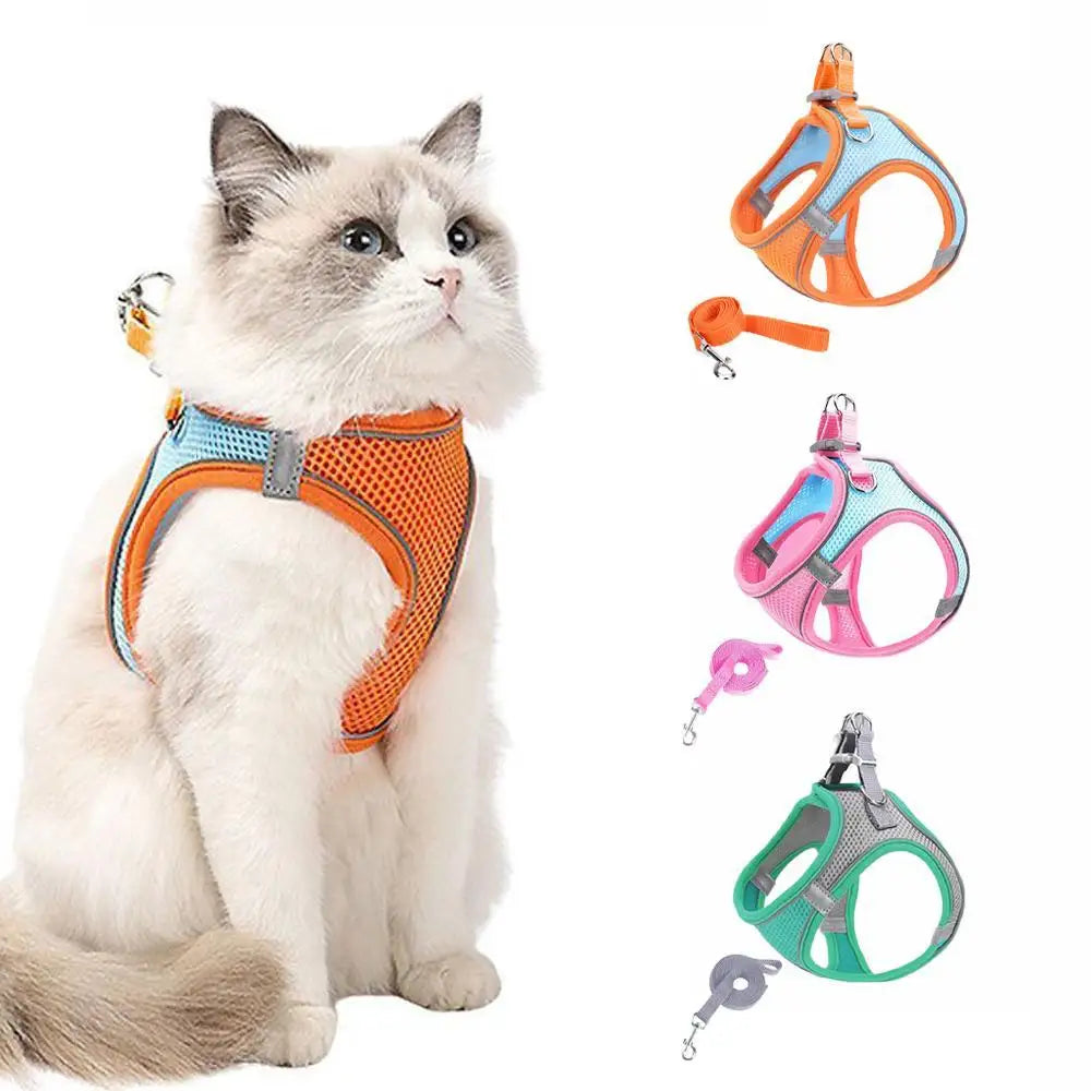 Adjustable Cat Harness and Leash Set Escape Proof For Small Medium Dog Cat Breathable Reflective Kitten Chest Strap Pet Supplies
