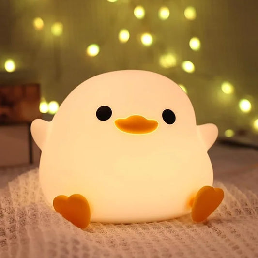 Duoduo Duck Night Light Cute Duck Shaped Light Silicone Dimmable Night Light Rechargeable LED Bedroom Bedlight