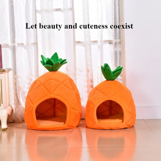 Winter Pet House Semi Enclosed Christmas Warmth Pineapple Pet Nest Dog Warmth Detachable Washable Soft Cat Nest Pet Supplies2024