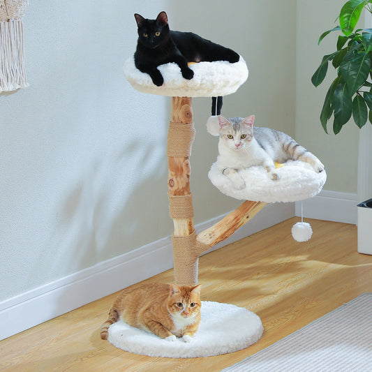 Flower Cat Tree for Indoor Cats Modern Wood Cat Tower with Scratching Post and Perches Luxury Cat Climbing Tower Cat Bed Toys
