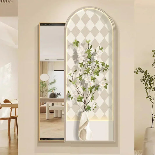 Nordic Square Makeup Mirrors Wall Designer Frame Gold Bedroom Big Flower Mirror Aesthetics Hallway Espejos Para Pared Decoration