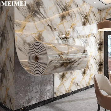 Self adhesive Vinyl Marble Wallpaper Suitable for Bedrooms and Bathrooms with 3D Illusion Effect   Peelable and Adhesive