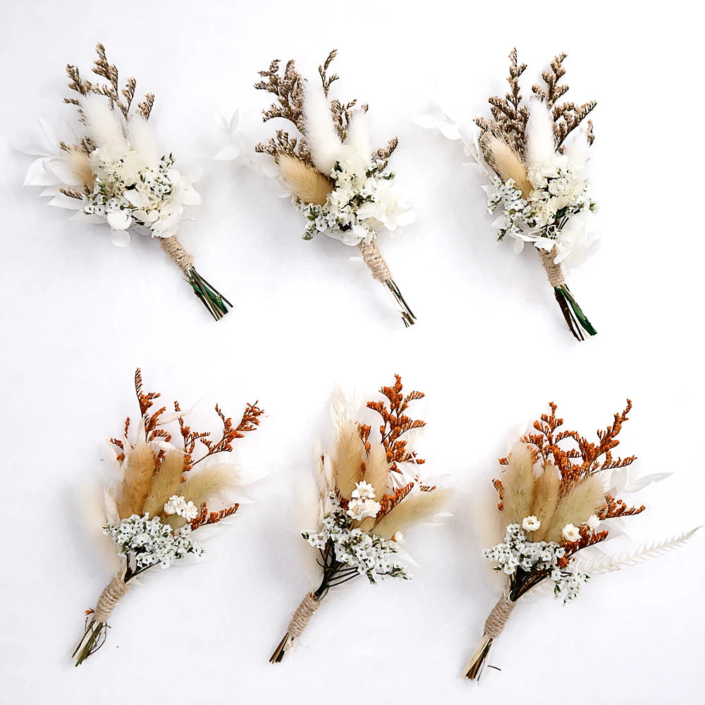 Boho Dried Flower Bouquet Mini Wedding Handmade Dry Flowers Decor for Vase Crafts DIY Photo Boutonniere for Men Floral Plant