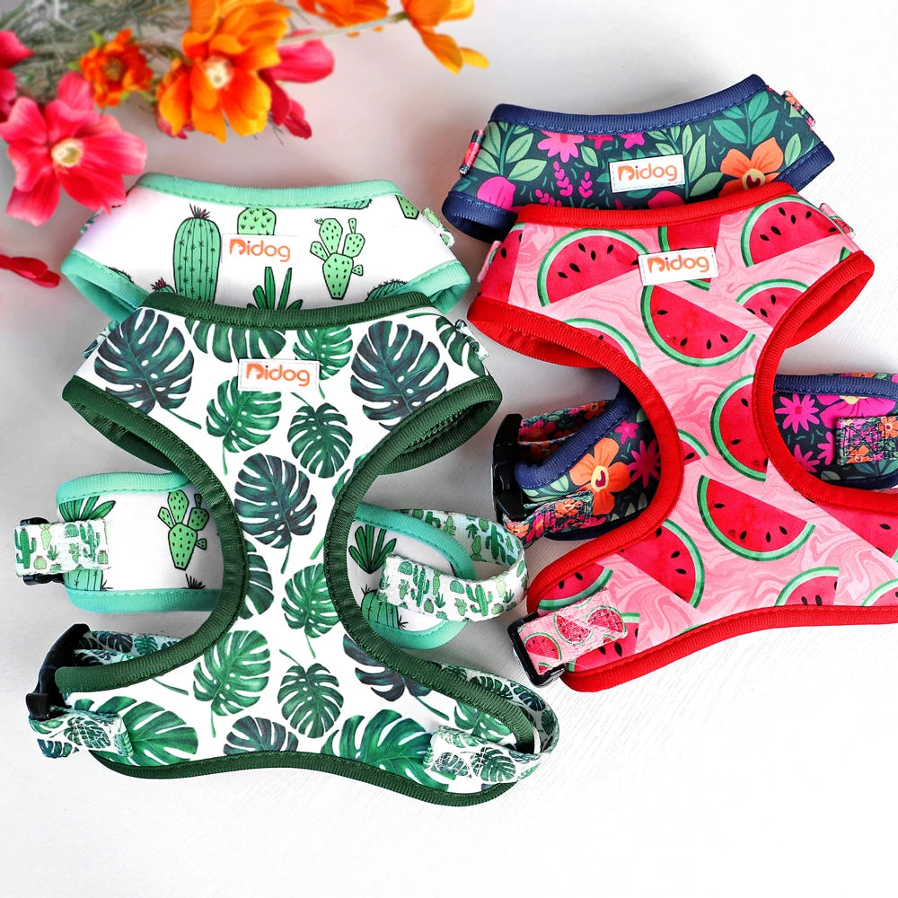 Mesh Nylon Dog Harness Vest Soft Padded Dogs Cat Vests Harnesses Cactus Print For puppy Medium Dog Cats French Bulldog Chihuahua