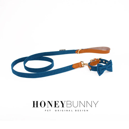 Dog Engraved Collar Genuine Leather Dog Leash Bowknot Small Medium Dogs Traction Rope Anti-lost Phone Tag Custom Pet Accessories