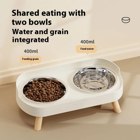 Premium Stainless Steel Cat Dog Bowl Dual Non Spill Design Anti Tip Pet Feeder with Slip Proof Base and Elevated Neck Support