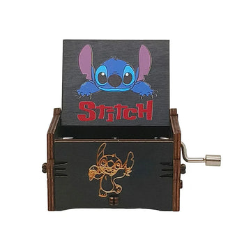 Stitch music box UV painting laser engraving gift ornament wooden hand crank music box holiday gift recommendation
