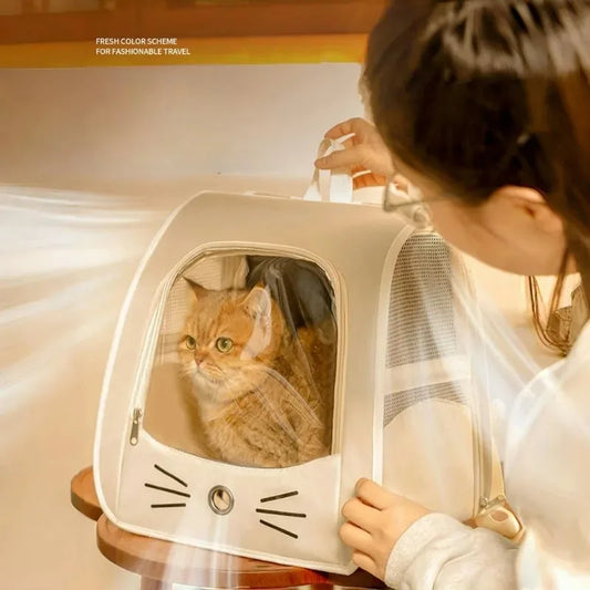Portable Cat Bag Breathable Comfortable Pet Backpack Go Out Foldable High-capacity Pet Supply Convenient Durable Cat Backpack
