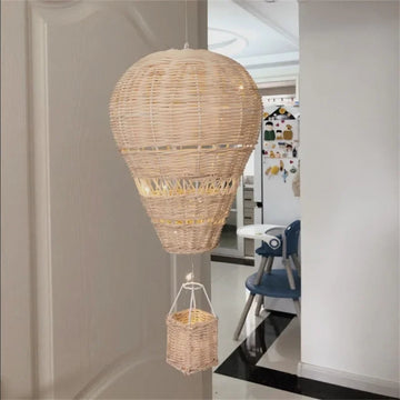Rattan Hot Air Balloon Decor Hand-woven Wall Hanging Decor Handmade Nordic Photograph Prop for Kids Room Kindergarten Nursery