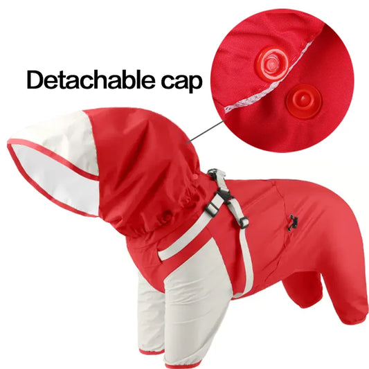 Pet Dog Waterproof Coat Puppy Hooded Jacket for Rainy Day Outdoor Dog Raincoat Reflective Clothes for Small Medium Large Dogs