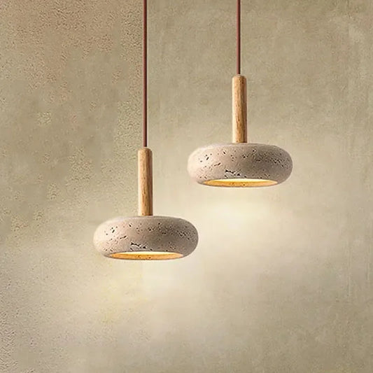 2024 New Hot Selling Pendant Lamps Wabi Sabi Circular Yellow Stone Commercial Home Decoration Restaurant Room LED Droplight