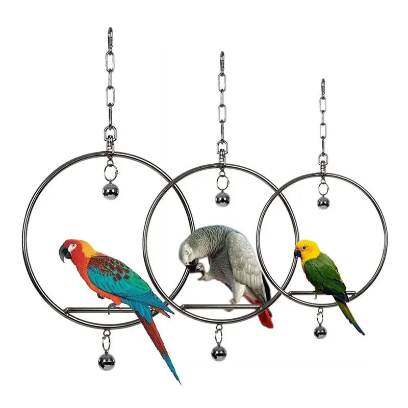 Parrot Octopus Stainless Steel Swing Toy Large Hanging Ring Stand Bird Cage Accessories Tiger Skin Peony Bird Supplies