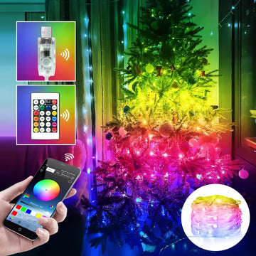 Bluetooth Smart RGBIC LED Fairy String Light 5V USB Dream Color  Waterproof IP67 Indoor/Outdoor for Party Holiday Christmas