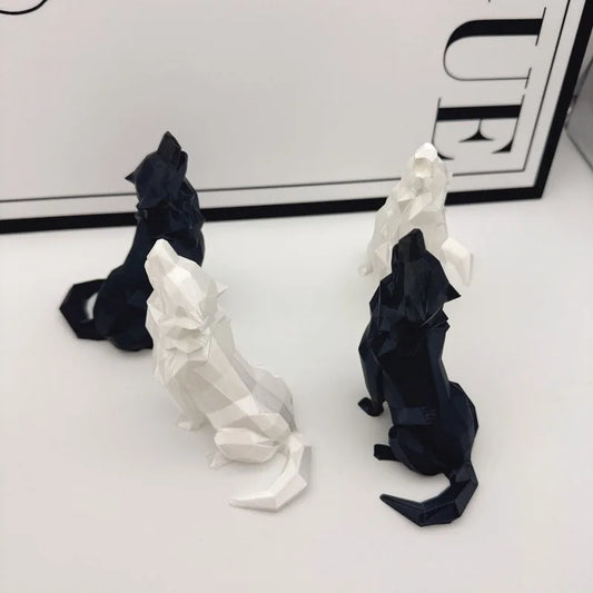 1 Piece 3D Printed Plastic Sculpture, Modern Abstract Geometric Wolf Statue, Suitable for Home Entrance Living Room Office Deskt