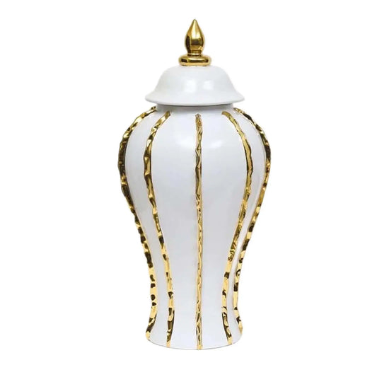 Ceramic Ginger Jar Ceramic Flower Vase Chinese with Lid Table Centerpiece Handmade Flower Vase Storage Jar for Desktop Shelf