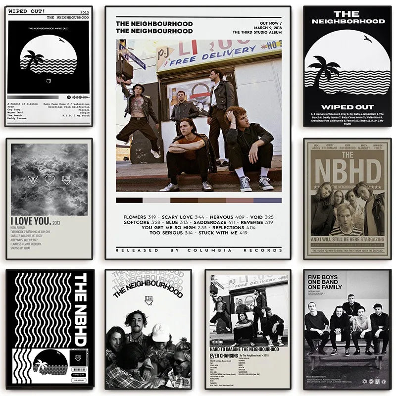 The-Neighbourhood Singer Poster The NBHD Hot Music Album Tracklist Cover Canvas Painting Wall Art Pictures for Room Home Decor