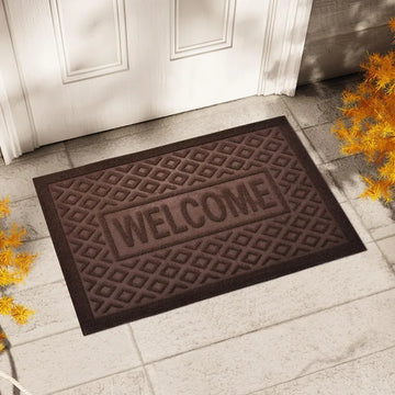 Heavy duty rubber welcome mat - anti slip, dust-proof home entrance door mat, durable and washable carpet,