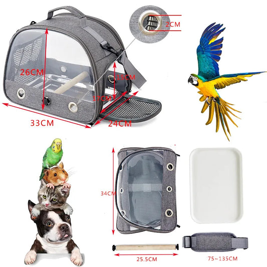 Portable Oxford Bird Travel Carrier Backpack - Foldable Cage for Parrots, Pigeons & Small Birds, Durable Breathable Design