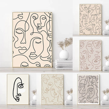Single Line Face Art Print Minimalist Poster Woman Face One Line Drawing Neutral Wall Art Canvas Painting Home Room Wall Decor