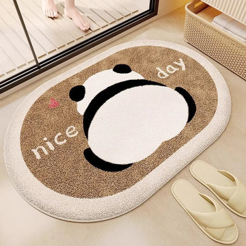 VIKAMA Cartoon Panda Bathroom Door Carpet Absorbent Non-Slip Mat Bedroom Imitation Cashmere Carpet Home Decoration